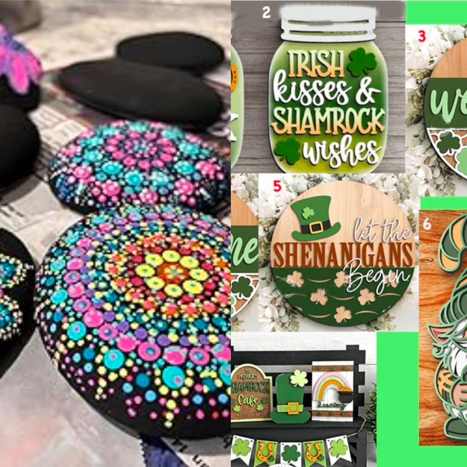 Mandala Rock or St Paddy's Day Sign/Bench Set Painting & Pizza (optional) - March 10th